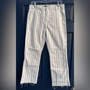 Joe's Jeans The Blake High Rise Wide Leg Crop Jeans White with Navy Stripe